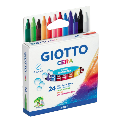 GIOTTO CERA PASTELLI A CERA 8.5 mm COLORI ASSORTITI CONF 24 pz.